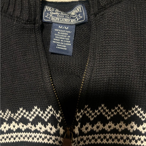 Ralph Lauren Black and Cream Zip Up Sweater - Picture 2 of 2